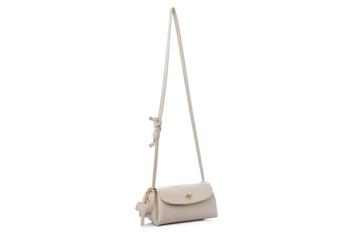 Lucky Bees Bolsa de Hombro Ava Cream, Cuero de Polivinilo, 22x11x12 cm, 3 Bolsillos Interiores, Color Crema