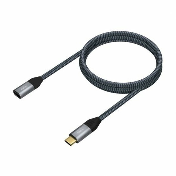 Aisens Cable USB 3.2 Gen2x2 Aluminio USB-C Macho a USB-C Hembra 100W Gris 1m