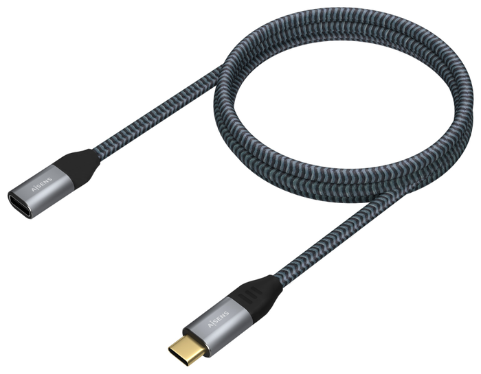 Aisens Cable USB 3.2 Gen2x2 Aluminio USB-C Macho a USB-C Hembra 100W Gris 1m