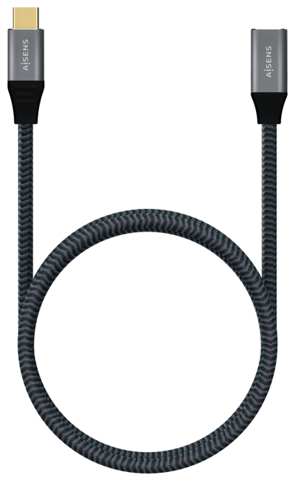 Aisens Cable USB 3.2 Gen2x2 Aluminio USB-C Macho a USB-C Hembra 100W Gris 1m
