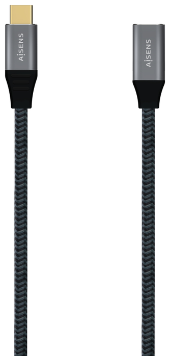 Aisens Cable USB 3.2 Gen2x2 Aluminio USB-C Macho a USB-C Hembra 100W Gris 1m