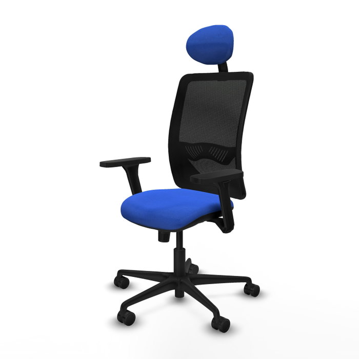 PIQUERAS Y CRESPO Silla de oficina Zulema con mecanismo Sincro, Tela Azul y Malla Negra PIQUERAS Y CRESPO Silla de oficina Zulema con mecanismo Sincro, Tela Azul y Malla Negra