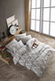 L'essentiel linge de maison Olivia - Grey Juego Funda Nórdica Individual, 100% Algodón Ranforce, Gris y Blanco, 160 x 220 cm
