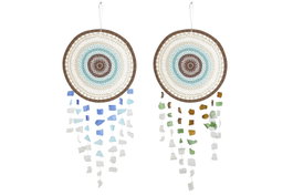 DKD Home Decor Atrapasueños de Ratán y Cristal Reciclado Crochet, Pack de 2