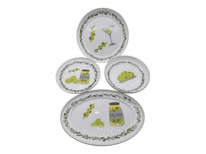DKD Home Decor Plato de Vidrio Opal Olivas Verde 20x20x2,4 cm