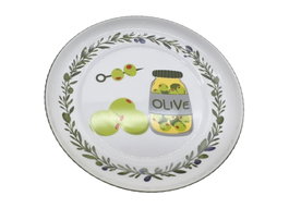 DKD Home Decor Plato de Vidrio Opal Olivas Verde 20x20x2,4 cm