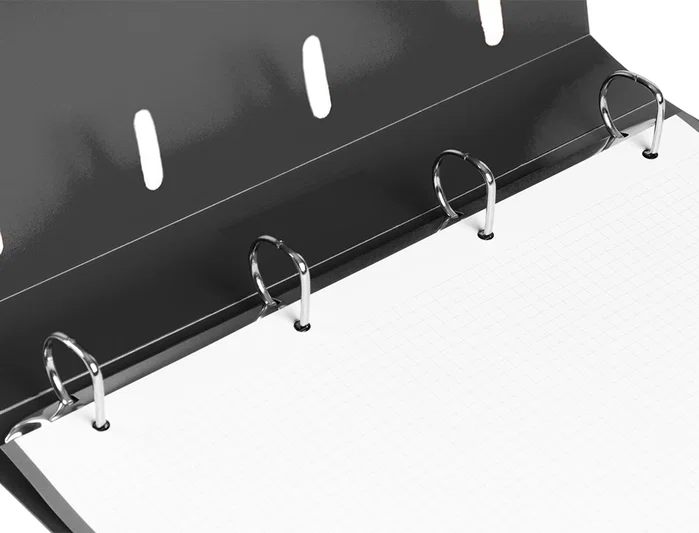 Liderpapel Carpeta con recambio A4 Cuadro 5mm 100 Hojas 80g Polipropileno 4 Anillas Mixtas Negro