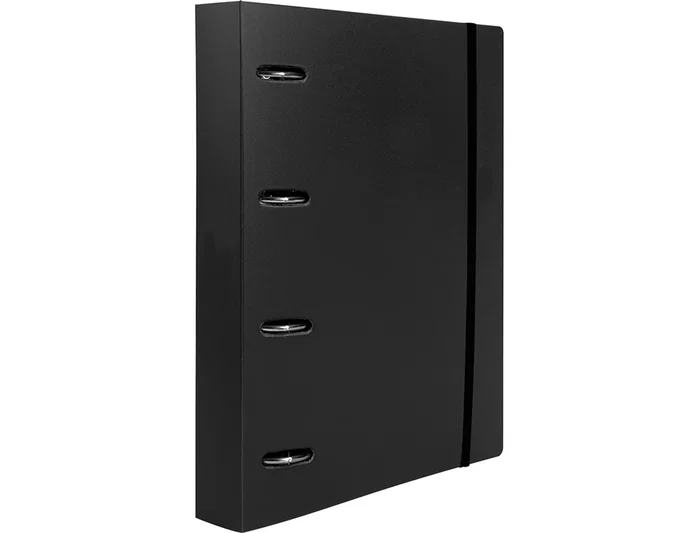 Liderpapel Carpeta con recambio A4 Cuadro 5mm 100 Hojas 80g Polipropileno 4 Anillas Mixtas Negro
