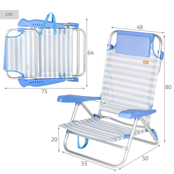 AKTIVE Silla de playa plegable ALU 48 AKTIVE Silla de playa plegable ALU 48