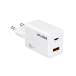 MAURER Cargador de Carga Rápida 30 W con Doble Puerto USB-A y USB-C