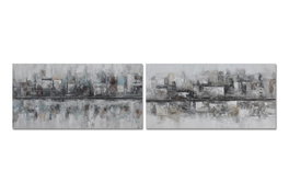 DKD Home Decor Cuadro Lienzo Ciudad Abstracto (Pack de 2)