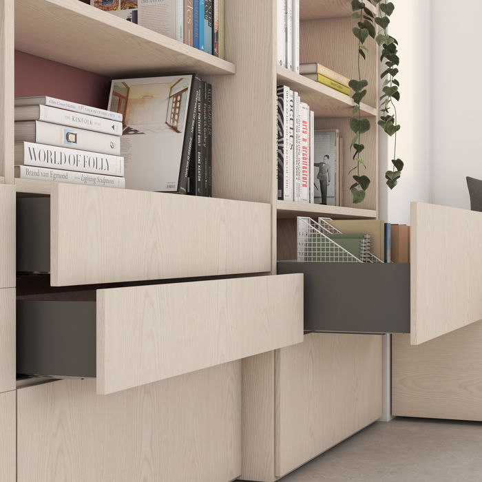 Emuca Cajón exterior Vertex 40kg de altura 131mm, profundidad 450mm, Acero, Gris antracita