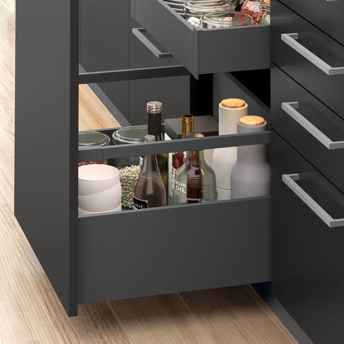 Emuca Cajón exterior Vertex 40kg de altura 131mm, profundidad 450mm, Acero, Gris antracita