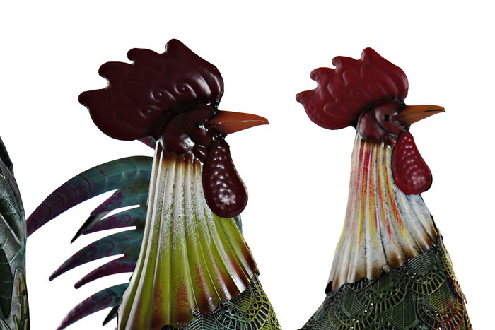 DKD Home Decor Figura de Metal Gallo Multicolor Surtido de 2