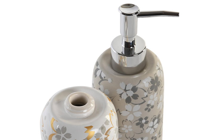DKD Home Decor Dosificador Gris Beige Dolomita 9 x 17.5 x 7 cm (4 Unidades)