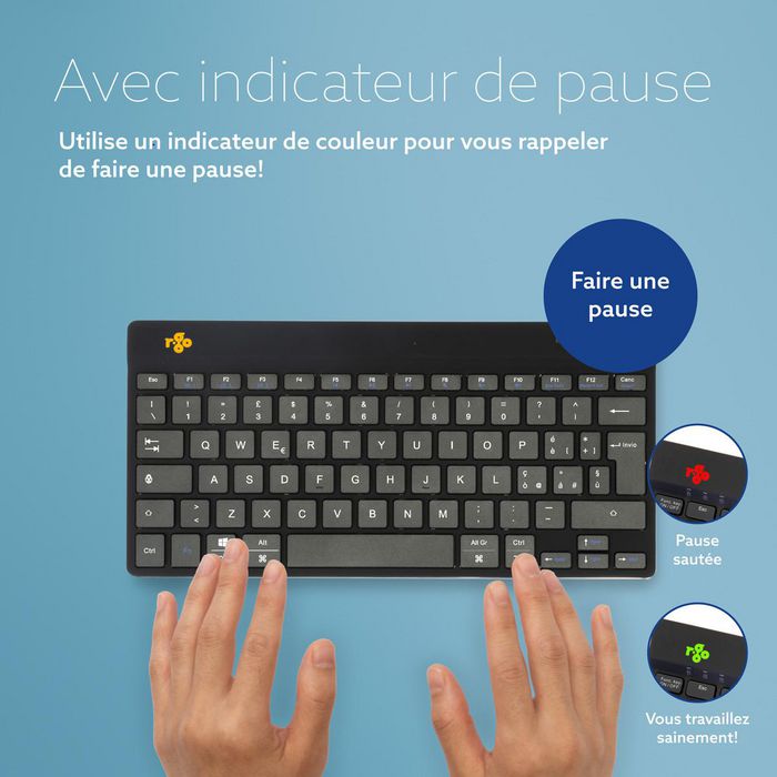 R-Go Tools Teclado Ergonómico Compacto R-Go Compact Break, QWERTY (IT), Bluetooth, Negro