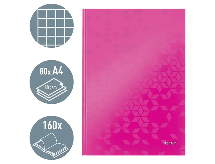 Leitz WOW Cuaderno Tapa Dura Din A5 80 Hojas Cuadro 5 mm Fucsia Leitz WOW Cuaderno Tapa Dura Din A5 80 Hojas Cuadro 5 mm Fucsia
