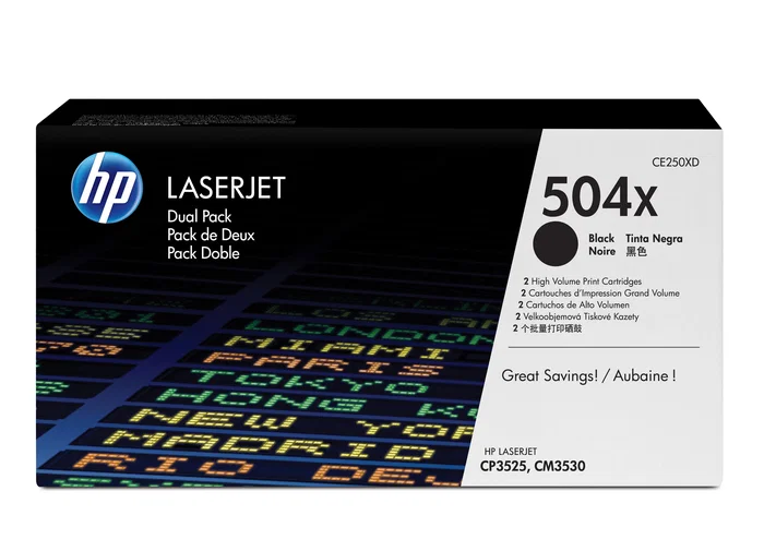 HP 504X CE250XD Pack Doble de Cartuchos de Tóner Negro