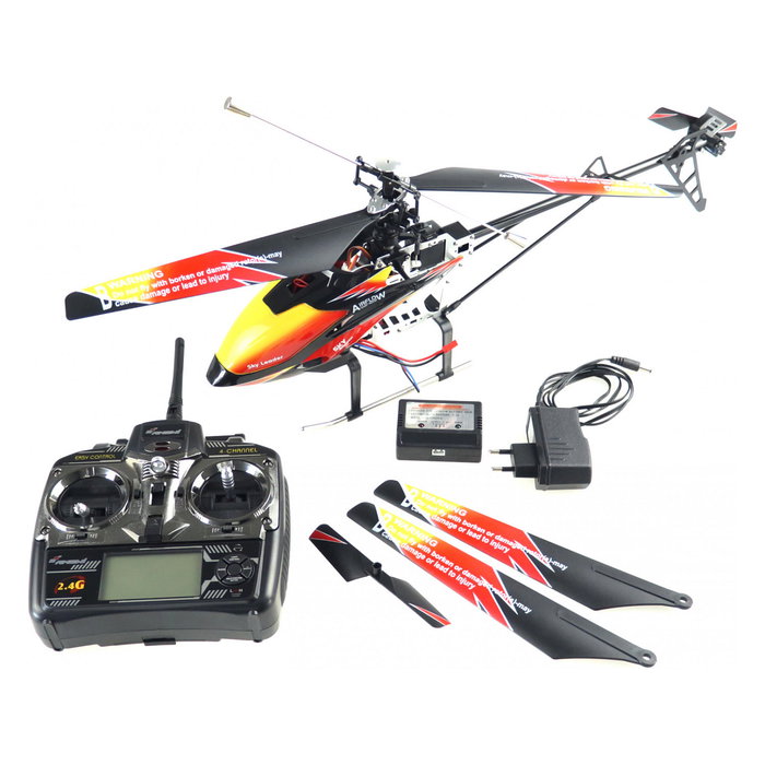AMEWI Buzzard Pro XL V2 Helicóptero RC RTF, 1500 mAh Li-Po, 53 cm Diámetro Rotor, 550 mm Longitud, 4 Canales, 2.4 GHz, Distancia 120 m, con Mando a Distancia y Cargador