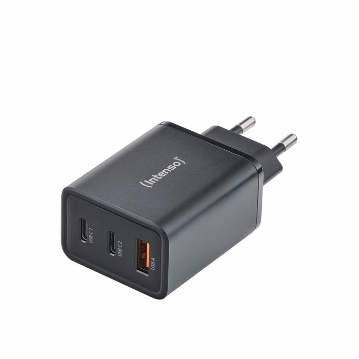 Intenso Cargador de Pared GaN W65ACC 65 W Negro con 2x USB-C y 1x USB-A