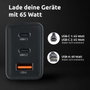 Intenso Cargador de Pared GaN W65ACC 65 W Negro con 2x USB-C y 1x USB-A