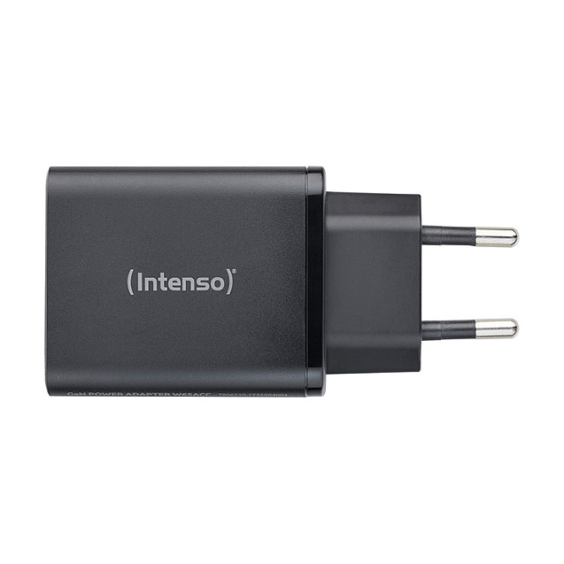 Intenso Cargador de Pared GaN W65ACC 65 W Negro con 2x USB-C y 1x USB-A