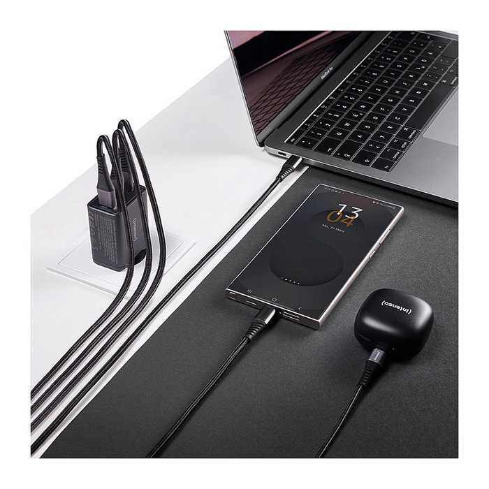 Intenso Cargador de Pared GaN W65ACC 65 W Negro con 2x USB-C y 1x USB-A