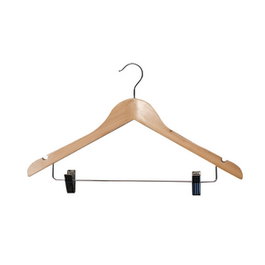 Perchas Cano Percha con Pinzas y Muescas de Madera, 45 cm, Complementos para Ropa y Armario (Set de 100)