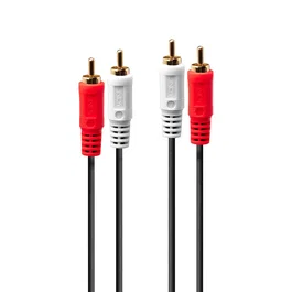Lindy 35660 Cable de Audio Estéreo 1 m, 2 x RCA Macho a 2 x RCA Macho, Color Rojo y Blanco