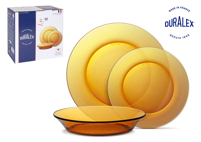 Duralex Vajilla LYS 12 Piezas Ambar - Platos y Cuenco de Vidrio Templado, 23.5 cm x 19.5 cm x 19 cm (2 Unidades) Duralex Vajilla LYS 12 Piezas Ambar - Platos y Cuenco de Vidrio Templado, 23.5 cm x 19.5 cm x 19 cm (2 Unidades)