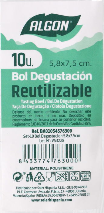Algon Set de 10 Boles o Cuenco para Degustación, 5.9 x 6 cm (Ancho x Largo), Vajilla y Menaje para Cocina (24 Cajas)