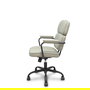 Silla de oficina Opti518 con mecanismo Basculante tapizada con Similpiel color Beige. Equipada con Base metálica negra, Brazos fijos y Ruedas de nailon 50 mm