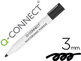 Q-connect Rotulador Pizarra Blanca Negro Punta Redonda Trazo 3 mm