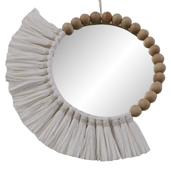 DKD Home Decor Espejo Boho Blanco 20 x 20 cm Set de 3 (2 Unidades)