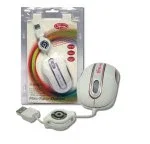 3free Ratón Óptico USB 800 DPI Cable Retráctil 3 Botones Mini Portátil para Laptop - Blanco/Rosa - Modelo 3F-MSM201/WP