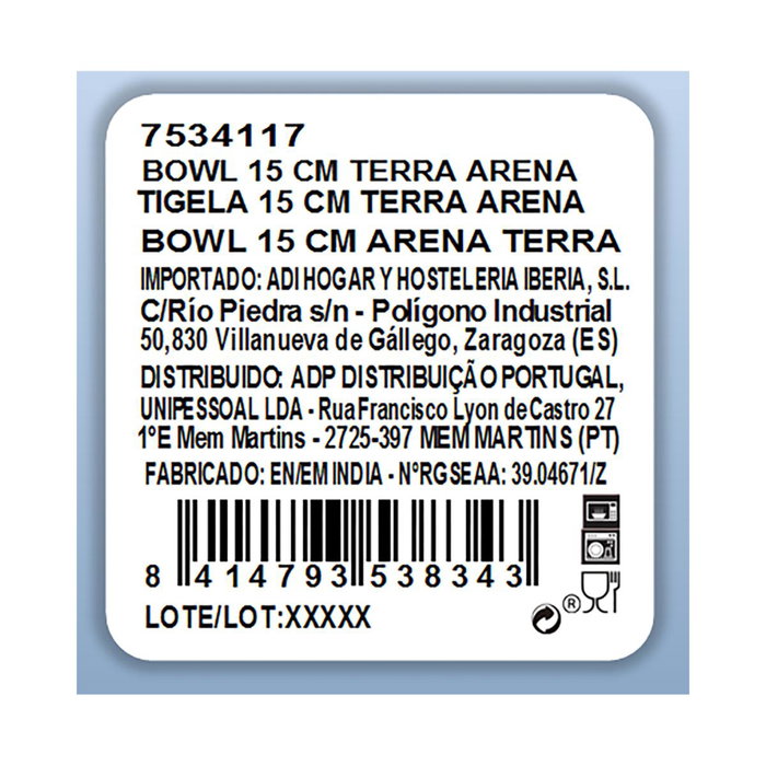 Bol Porcelana Terra Ariane 15 cm Bol Porcelana Terra Ariane 15 cm