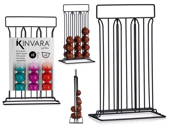 Kinvara Portacápsulas 36 Cápsulas Café Acero Negro 24.5x37.8x10cm Compatible Dolce Gusto Nespresso (Set de 12) Kinvara Portacápsulas 36 Cápsulas Café Acero Negro 24.5x37.8x10cm Compatible Dolce Gusto Nespresso (Set de 12)