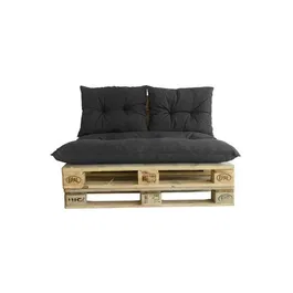 JARDÍN PRIVADO Kit Palet Clásico Colchón Pizarra + 2 Cojines Respaldo para Sofá Exterior 120x80cm Poliéster Hidrófugo