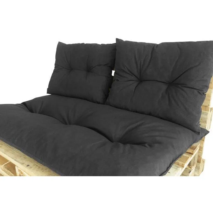 JARDÍN PRIVADO Kit Palet Clásico Colchón Pizarra + 2 Cojines Respaldo para Sofá Exterior 120x80cm Poliéster Hidrófugo JARDÍN PRIVADO Kit Palet Clásico Colchón Pizarra + 2 Cojines Respaldo para Sofá Exterior 120x80cm Poliéster Hidrófugo