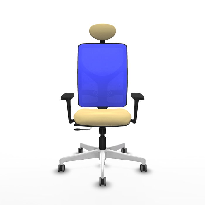 PIQUERAS Y CRESPO Silla de oficina Motilla con mecanismo Sincro/Traslack Azul y Crema