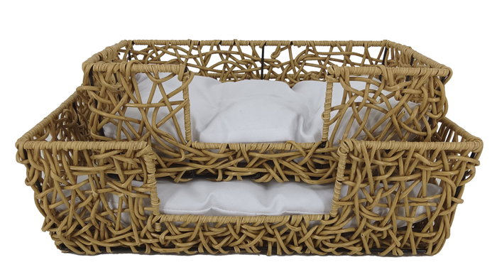 DKD Home Decor Set de 2 Camas para Mascotas de Ratán Sintético con Cojín DKD Home Decor Set de 2 Camas para Mascotas de Ratán Sintético con Cojín