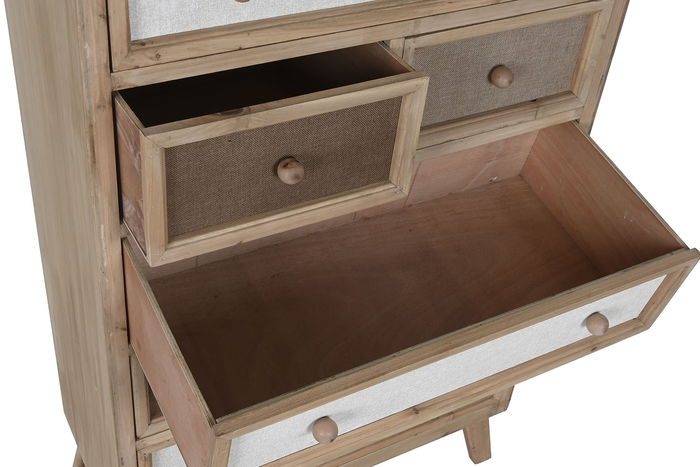 DKD Home Decor Cajonera Tradicional Lino cajon 75 x 138 x 35 cm Abeto Lino