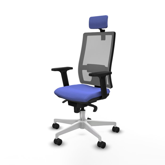 PIQUERAS Y CRESPO Silla de oficina Horna con mecanismo Sincro, Tela Azul claro y Malla Gris