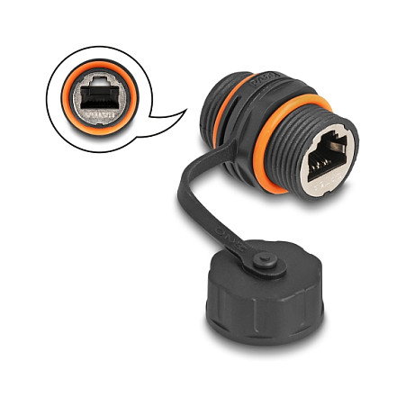DeLOCK Conector de cable RJ45 hembra a RJ45 hembra Cat.6A con rosca M20