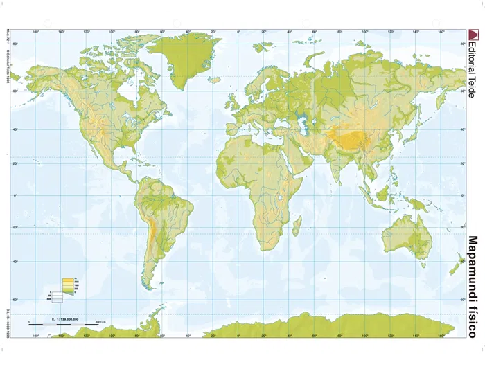 Teide Mapa Mudo Planisferio Físico DIN A4 Teide Mapa Mudo Planisferio Físico DIN A4