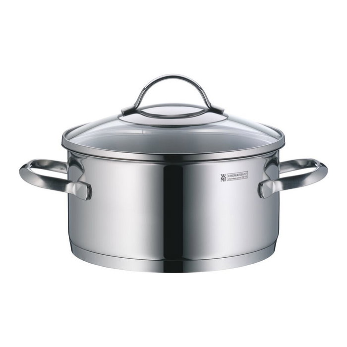 WMF Provence Plus 0721556380 Juego de 5 Cazuelas y 1 Cazo (1.7l, 1.9l, 2.5l, 3.3l, 5.7l) Acero Inoxidable, Tapas de Vidrio, Apto para Inducción y Lavavajillas