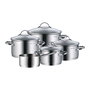 WMF Provence Plus 0721556380 Juego de 5 Cazuelas y 1 Cazo (1.7l, 1.9l, 2.5l, 3.3l, 5.7l) Acero Inoxidable, Tapas de Vidrio, Apto para Inducción y Lavavajillas