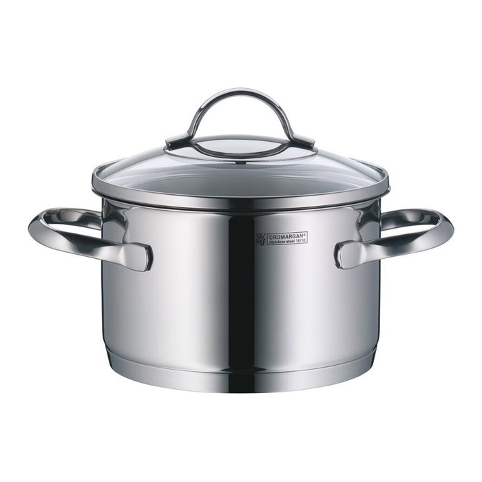 WMF Provence Plus 0721556380 Juego de 5 Cazuelas y 1 Cazo (1.7l, 1.9l, 2.5l, 3.3l, 5.7l) Acero Inoxidable, Tapas de Vidrio, Apto para Inducción y Lavavajillas