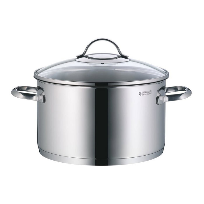 WMF Provence Plus 0721556380 Juego de 5 Cazuelas y 1 Cazo (1.7l, 1.9l, 2.5l, 3.3l, 5.7l) Acero Inoxidable, Tapas de Vidrio, Apto para Inducción y Lavavajillas