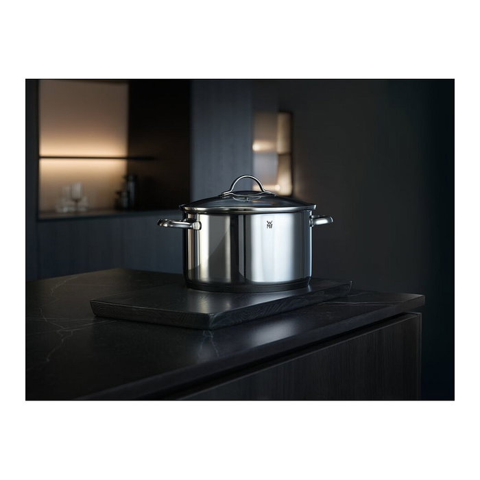 WMF Provence Plus 0721556380 Juego de 5 Cazuelas y 1 Cazo (1.7l, 1.9l, 2.5l, 3.3l, 5.7l) Acero Inoxidable, Tapas de Vidrio, Apto para Inducción y Lavavajillas